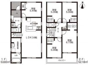 豊橋市中岩田、新築一戸建ての間取り画像です