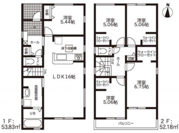 豊橋市中岩田、新築一戸建ての間取り画像です