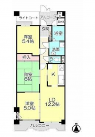 豊橋市八通町、マンションの間取り画像です