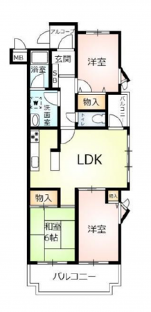 豊橋市西小鷹野、マンションの間取り画像です