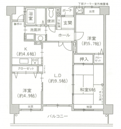 豊橋市羽根井町、マンションの間取り画像です