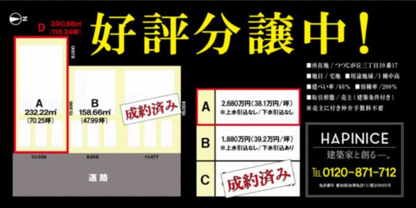 豊橋市つつじが丘、土地の間取り画像です