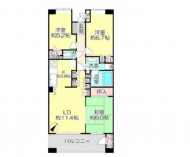 豊橋市前田南町、マンションの間取り画像です