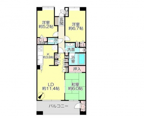 豊橋市前田南町、マンションの間取り画像です