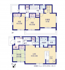 豊橋市伝馬町、新築一戸建ての間取り画像です