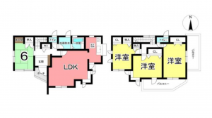 豊橋市多米中町、中古一戸建ての間取り画像です