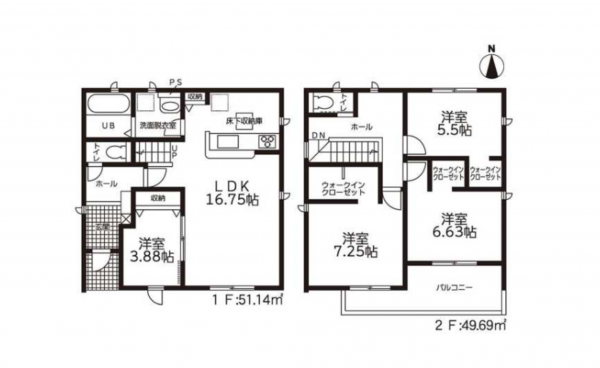 豊橋市芦原町、新築一戸建ての間取り画像です