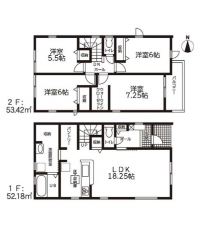 豊橋市芦原町、新築一戸建ての間取り画像です