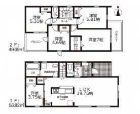 豊橋市芦原町、新築一戸建ての間取り画像です