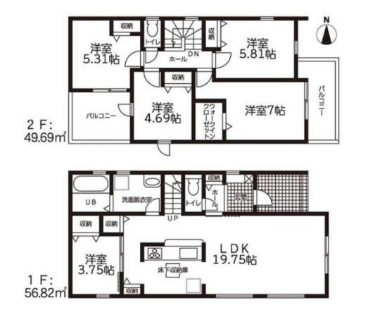 豊橋市芦原町、新築一戸建ての間取り画像です