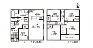 豊橋市芦原町、新築一戸建ての間取り画像です