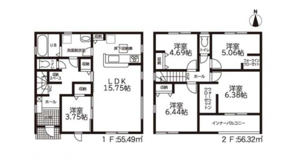 豊橋市芦原町、新築一戸建ての間取り画像です