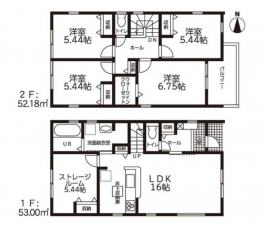 豊橋市芦原町、新築一戸建ての間取り画像です