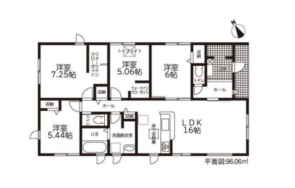 豊橋市牛川町、新築一戸建ての間取り画像です