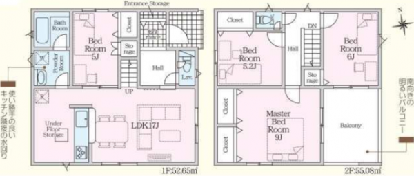 豊橋市多米西町、新築一戸建ての間取り画像です