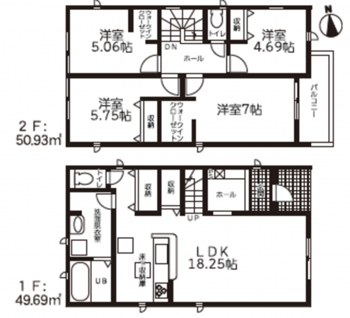 豊橋市多米西町、新築一戸建ての間取り画像です