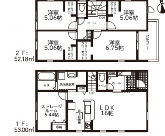 豊橋市多米西町、新築一戸建ての間取り画像です