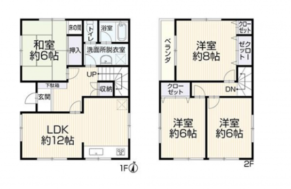 豊橋市多米東町、中古一戸建ての間取り画像です