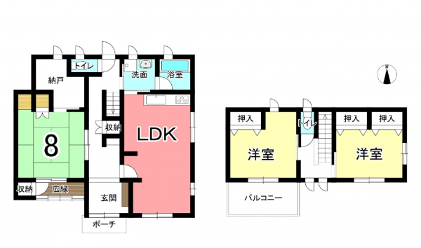 豊橋市富本町、中古一戸建ての間取り画像です