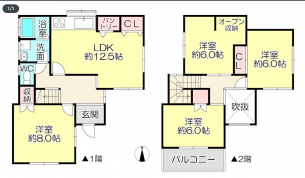豊橋市三本木町、中古一戸建ての間取り画像です