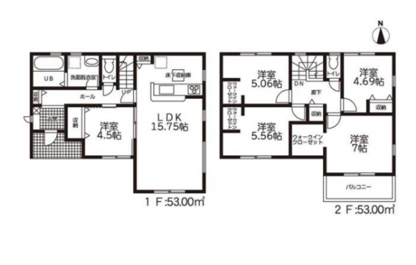 豊橋市高師町、新築一戸建ての間取り画像です