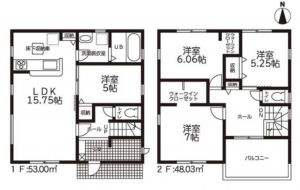 豊橋市高師町、新築一戸建ての間取り画像です