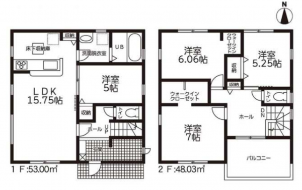 豊橋市高師町、新築一戸建ての間取り画像です