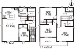 豊橋市高師町、新築一戸建ての間取り画像です