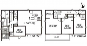 豊橋市草間町、新築一戸建ての間取り画像です