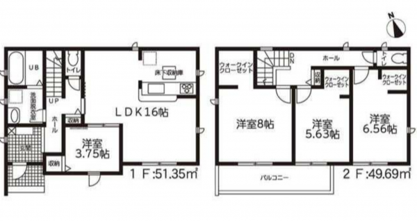 豊橋市草間町、新築一戸建ての間取り画像です