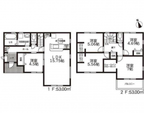 豊橋市草間町、新築一戸建ての間取り画像です