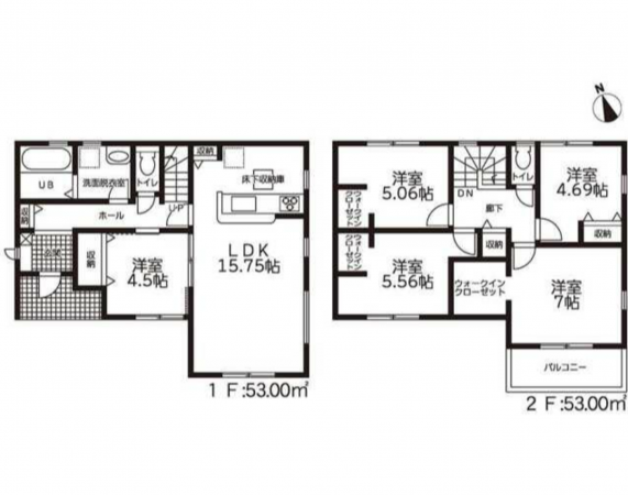 豊橋市草間町、新築一戸建ての間取り画像です