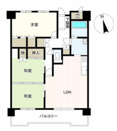 豊橋市草間町、マンションの間取り画像です