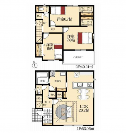 豊橋市三本木町、新築一戸建ての間取り画像です