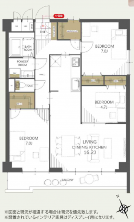 豊橋市北島町、マンションの間取り画像です