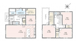 豊橋市牛川通、新築一戸建ての間取り画像です