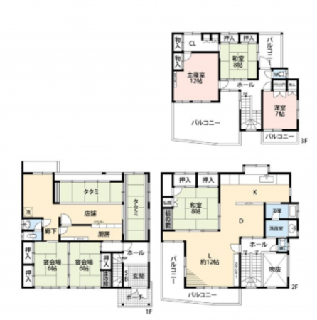 豊橋市三ノ輪町、中古一戸建ての間取り画像です