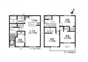 豊橋市牟呂町、新築一戸建ての間取り画像です
