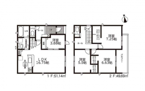 豊橋市西幸町、新築一戸建ての間取り画像です
