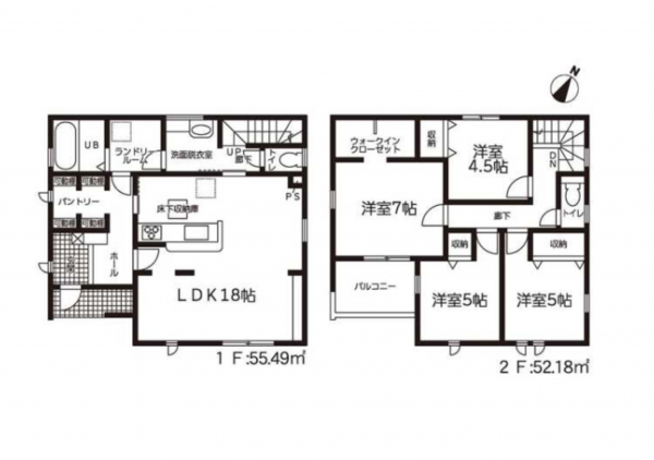豊橋市牟呂町、新築一戸建ての間取り画像です