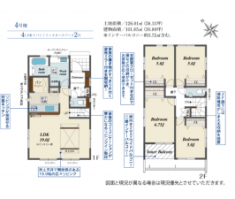 豊橋市佐藤、新築一戸建ての間取り画像です