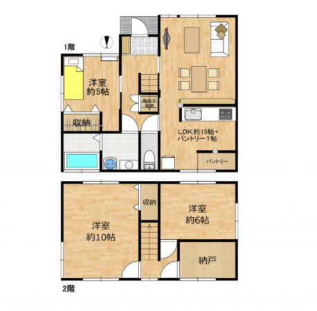 豊橋市西口町、中古一戸建ての間取り画像です