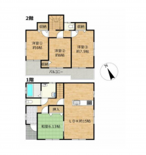 豊橋市牛川町、中古一戸建ての間取り画像です