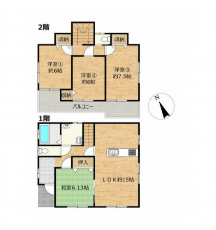 豊橋市牛川町、中古一戸建ての間取り画像です