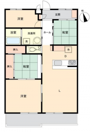 豊橋市羽根井町、マンションの間取り画像です