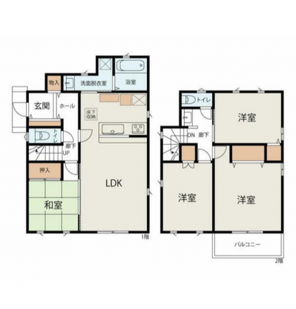 豊橋市南牛川、中古一戸建ての間取り画像です