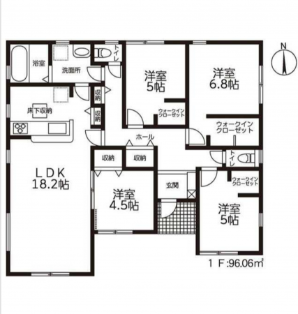 豊橋市大崎町、新築一戸建ての間取り画像です