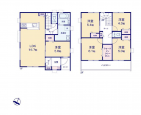 豊橋市神野新田町、新築一戸建ての間取り画像です