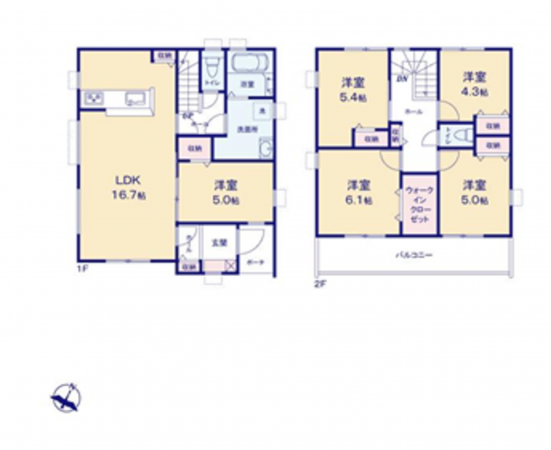 豊橋市神野新田町、新築一戸建ての間取り画像です
