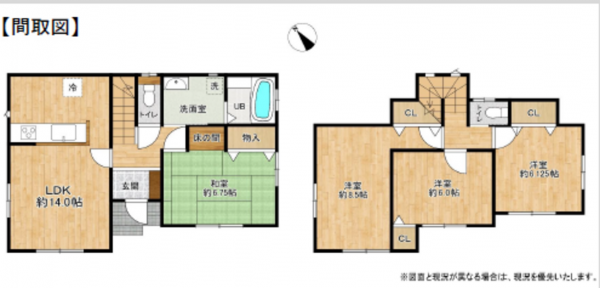 豊橋市牛川町、中古一戸建ての間取り画像です